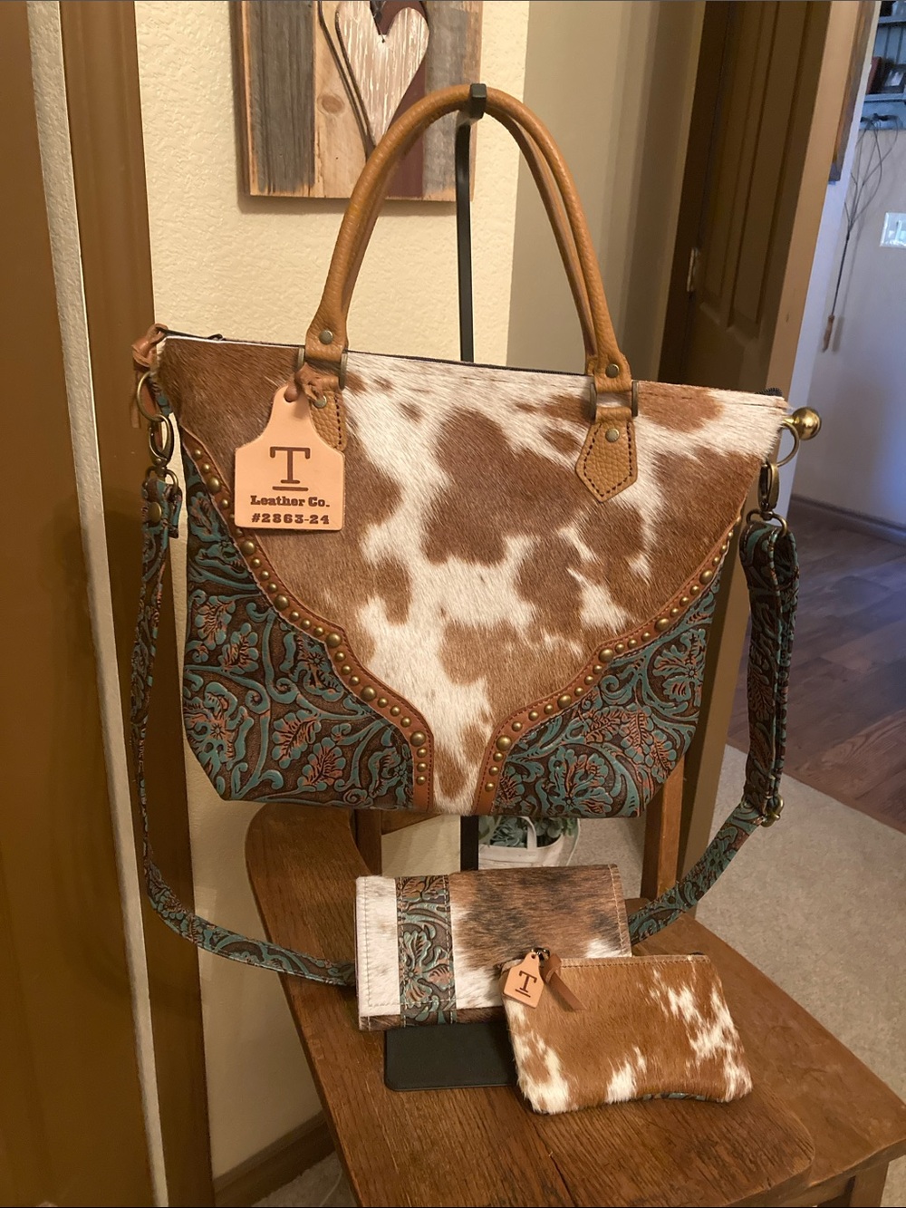 T BAR LEATHER CO Custom Ranchero Bag & Holy Cow Couture HOH/Leather Bundle NWOT